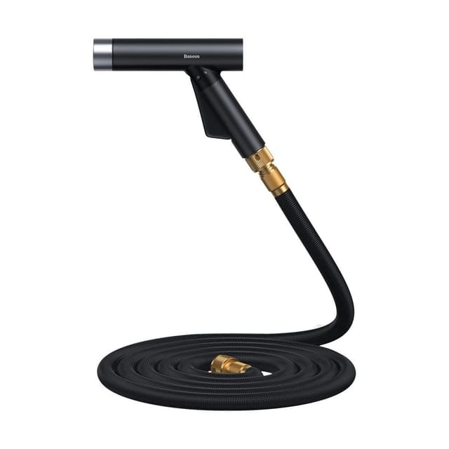 baseus simple life car wash spray nozzle with magic telescopic water pipe 15m after water filling black