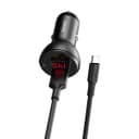 شاحن السيارة Baseus Digital Display Dual SCP Quick Charger Car Charger U+U 45W Double-ring Huawei Quick Charge Cable 1M رمادي