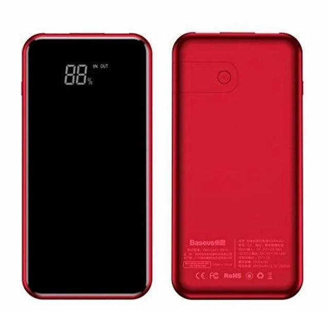 baseus full screen bracket wireless charge power bank 8000mah red