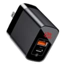 baseus mirror lake us pin dual quiock charge digital display 18w power