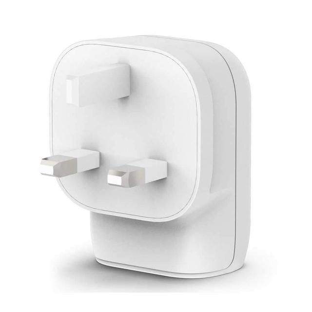 قابس شحن للموبايل 30 واط بيلكن Belkin PD Dual Standalone Home Charger 30W ( 18W USB-C / 12W USB-A ) UK White - SW1hZ2U6NTE0NTQ=