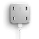 قابس شحن جدراي مع أربعة منافذ USB بقوة 26 واط بيلكن Belkin Family RockStar 4-Port USB Home Charger 10ft 26W White - SW1hZ2U6NjE2NzM=