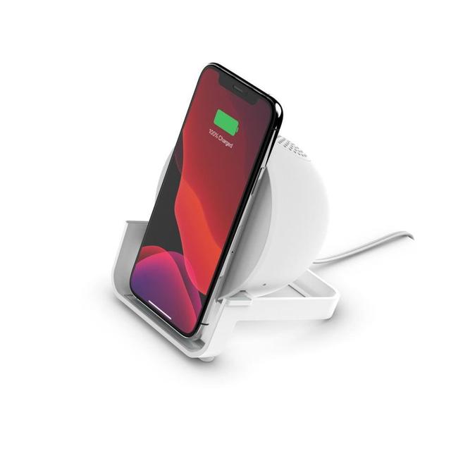 belkin boost charge 10w wireless charging stand bluetooth speaker white - SW1hZ2U6NTU3MTU=