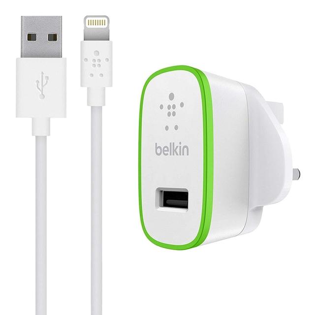 شاحن سريع مع منفذ Lightning وكابل USB-A أبيض Belkin - Ultra Ultra-fast Usb Mains Charger EU With Lightning Cable - SW1hZ2U6NTU4ODI=