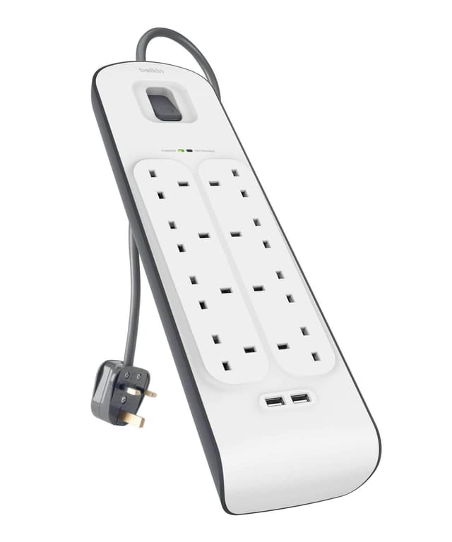 توصيلة كهربائية بلكن 2 متر و 8 مخارج Belkin surge plus protector with USB-C port 8 outputs