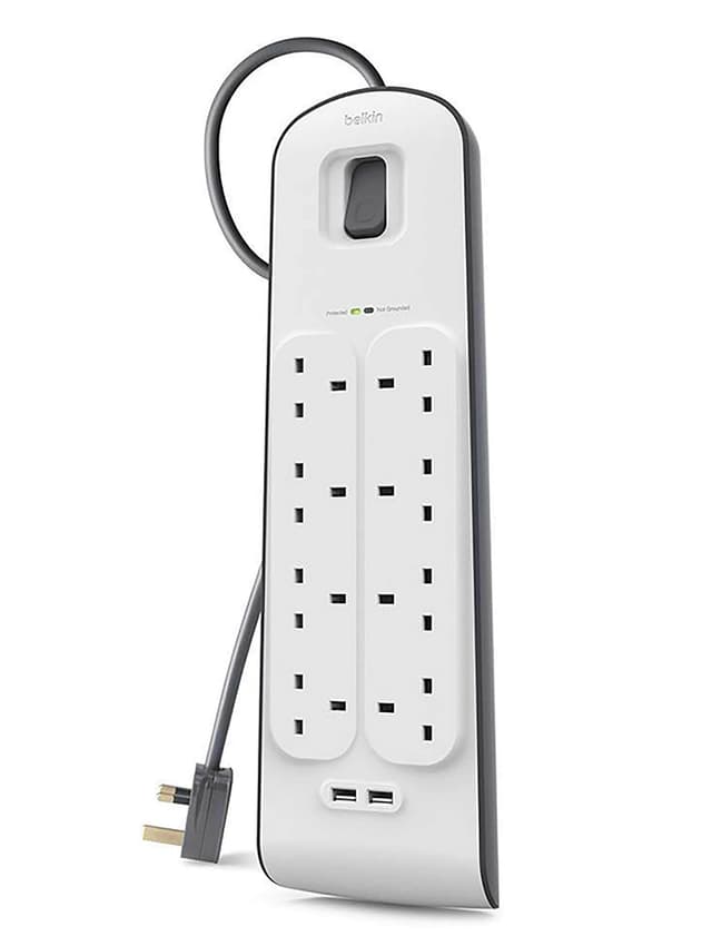 توصيلة كهربائية بلكن 2 متر و 8 مخارج Belkin surge plus protector with USB-C port 8 outputs