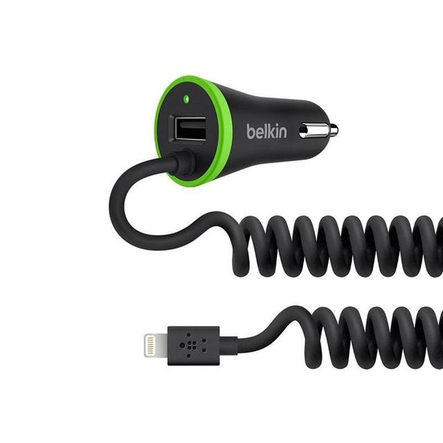 شاحن سيارة مع كيبل حلزون بمنفذ Lightning و مدخل USB-A بقوة 3.4 أمبير BELKIN - Ultra-Fast 3.4 AMP USB Car Charger With USB Pass Through - SW1hZ2U6MzU0ODE=