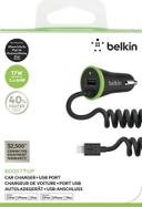 شاحن سيارة مع كيبل حلزون بمنفذ Lightning و مدخل USB-A بقوة 3.4 أمبير BELKIN - Ultra-Fast 3.4 AMP USB Car Charger With USB Pass Through - SW1hZ2U6MzU0ODI=