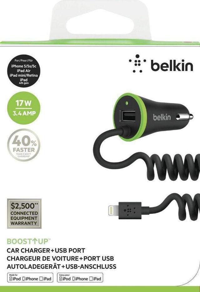 belkin ultra fast 3 4 amp usb car charger with usb pass through - SW1hZ2U6MzU0ODI=