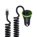 شاحن سيارة مع كيبل حلزون بمنفذ Lightning و مدخل USB-A بقوة 3.4 أمبير BELKIN - Ultra-Fast 3.4 AMP USB Car Charger With USB Pass Through - SW1hZ2U6MzU0ODM=