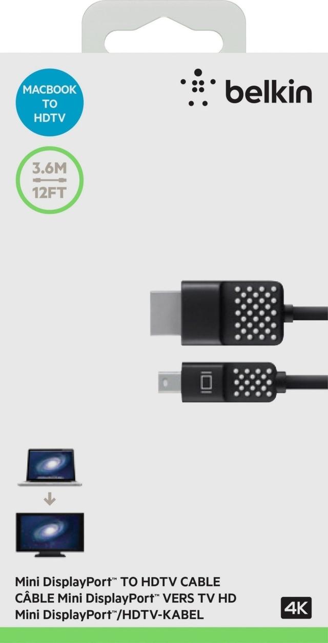 كيبل Mini DisplayPort إلى HDTV بطول 1.8 متر BELKIN - Mini DisplayPort to HDTV Cable - SW1hZ2U6MzM5MDE=