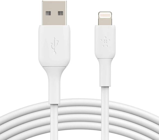 وصلة شاحن (كيبل شحن) بمنفذ USB-A لون أبيض Belkin - Boost Charge USB-A to Lightning PVC Cable - SW1hZ2U6NTU3NzA=