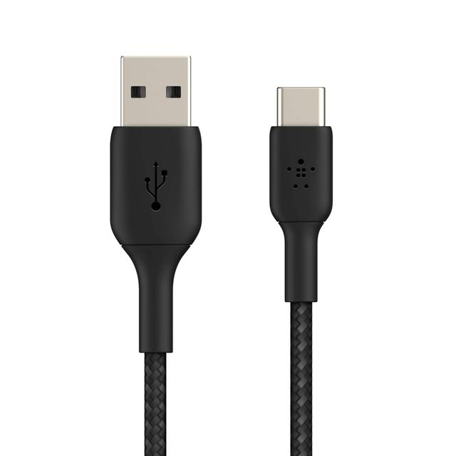 وصلة شاحن (كيبل شحن) بمنفذ USB- C إلى USB-A لون أسود 2 متر Belkin - Boost Charge USB-C to USB-A Braided Cable 2Meter - Black - SW1hZ2U6NTU3ODA=