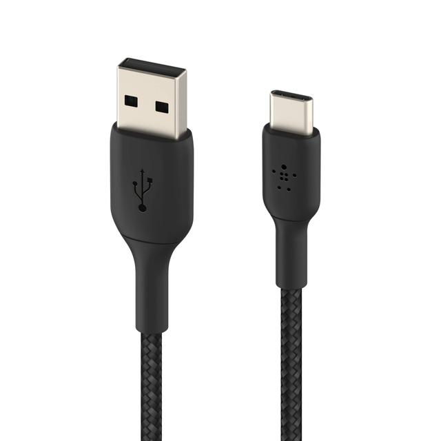 وصلة شاحن (كيبل شحن) بمنفذ USB- C إلى USB-A لون أسود 2 متر Belkin - Boost Charge USB-C to USB-A Braided Cable 2Meter - Black - SW1hZ2U6NTU3ODE=