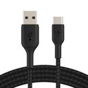 وصلة شاحن (كيبل شحن) بمنفذ USB- C إلى USB-A لون أسود 2 متر Belkin - Boost Charge USB-C to USB-A Braided Cable 2Meter - Black - SW1hZ2U6NTU3ODI=