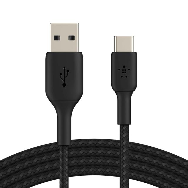 وصلة شاحن (كيبل شحن) بمنفذ USB- C إلى USB-A لون أسود 2 متر Belkin - Boost Charge USB-C to USB-A Braided Cable 2Meter - Black - SW1hZ2U6NTU3ODI=