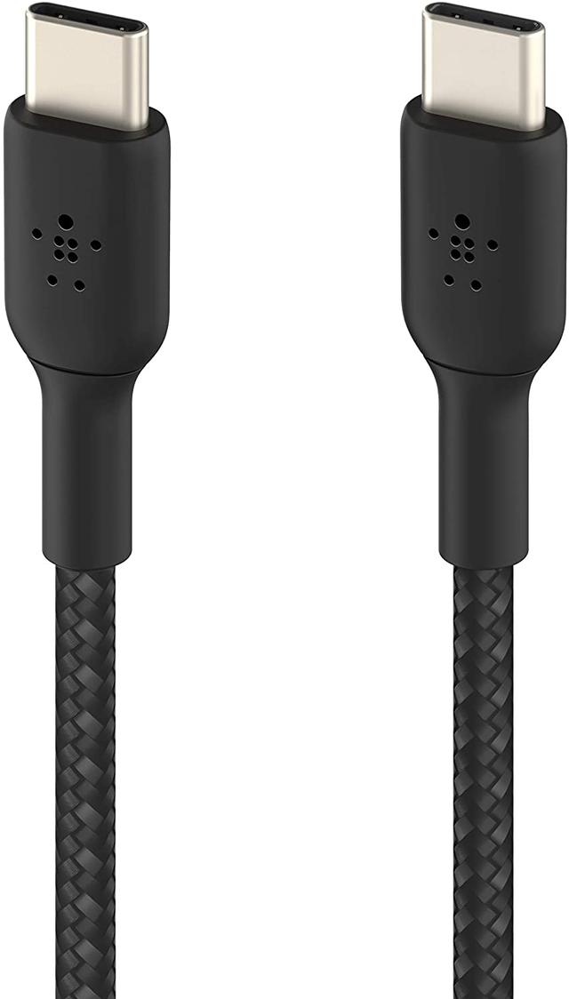 وصلة شاحن (كيبل شحن) بمنفذ USB-C إلى USB-C لون أسود 2 متر Belkin - Boost Charge USB-C to USB-C Braided Cable