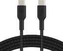 وصلة شاحن (كيبل شحن) بمنفذ USB-C إلى USB-C لون أسود 2 متر Belkin - Boost Charge USB-C to USB-C Braided Cable