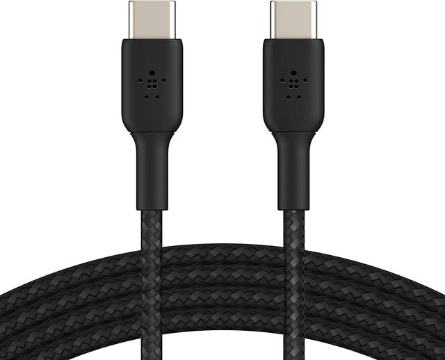 وصلة شاحن (كيبل شحن) بمنفذ USB-C إلى USB-C لون أسود 2 متر Belkin - Boost Charge USB-C to USB-C Braided Cable