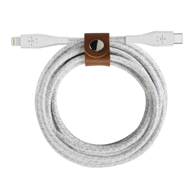 belkin boost up charge usb c cable with lightning connector strap made with duratek 1 2 m white