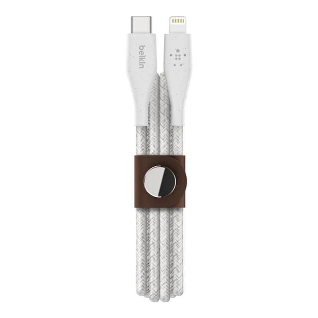 belkin boost up charge usb c cable with lightning connector strap made with duratek 1 2 m white