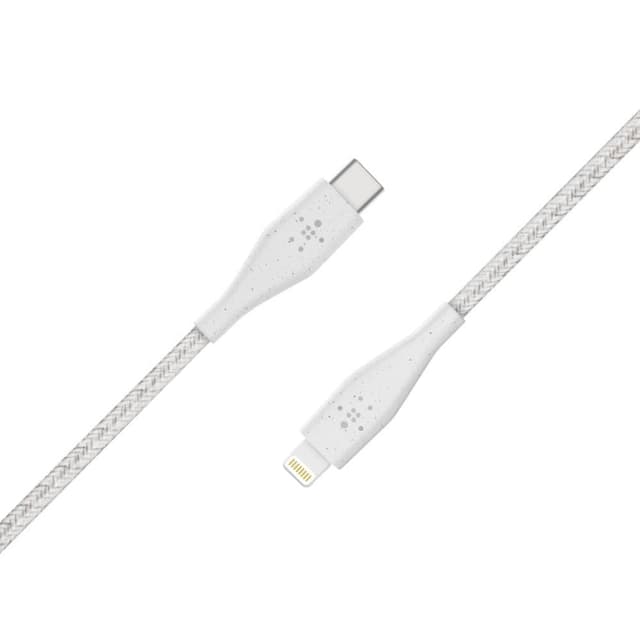belkin boost up charge usb c cable with lightning connector strap made with duratek 1 2 m white