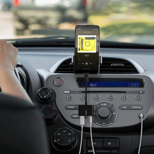 belkin rockstara 3 5mm audio a usb c connector for charge adapter black