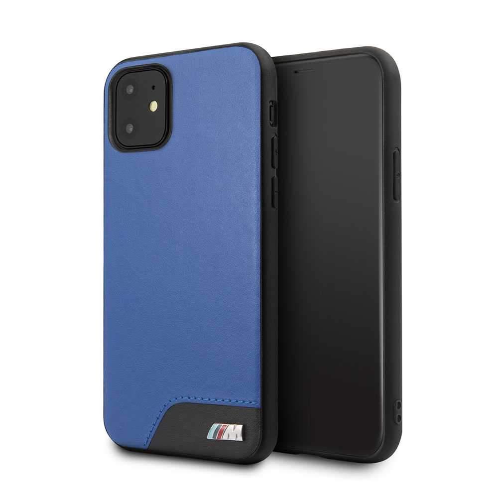 bmw hard case smooth pu leather for iphone 11 blue