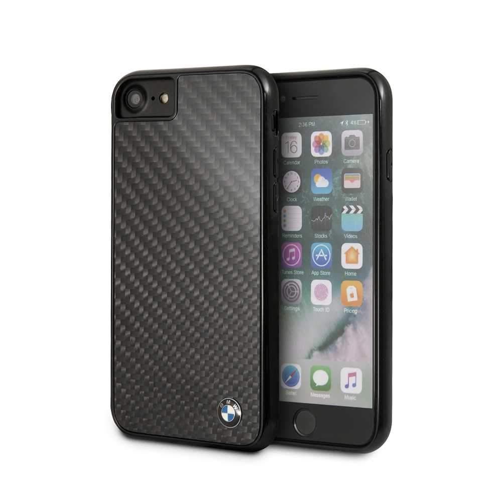 bmw real carbon fiber signature hard case for iphone se 2 black