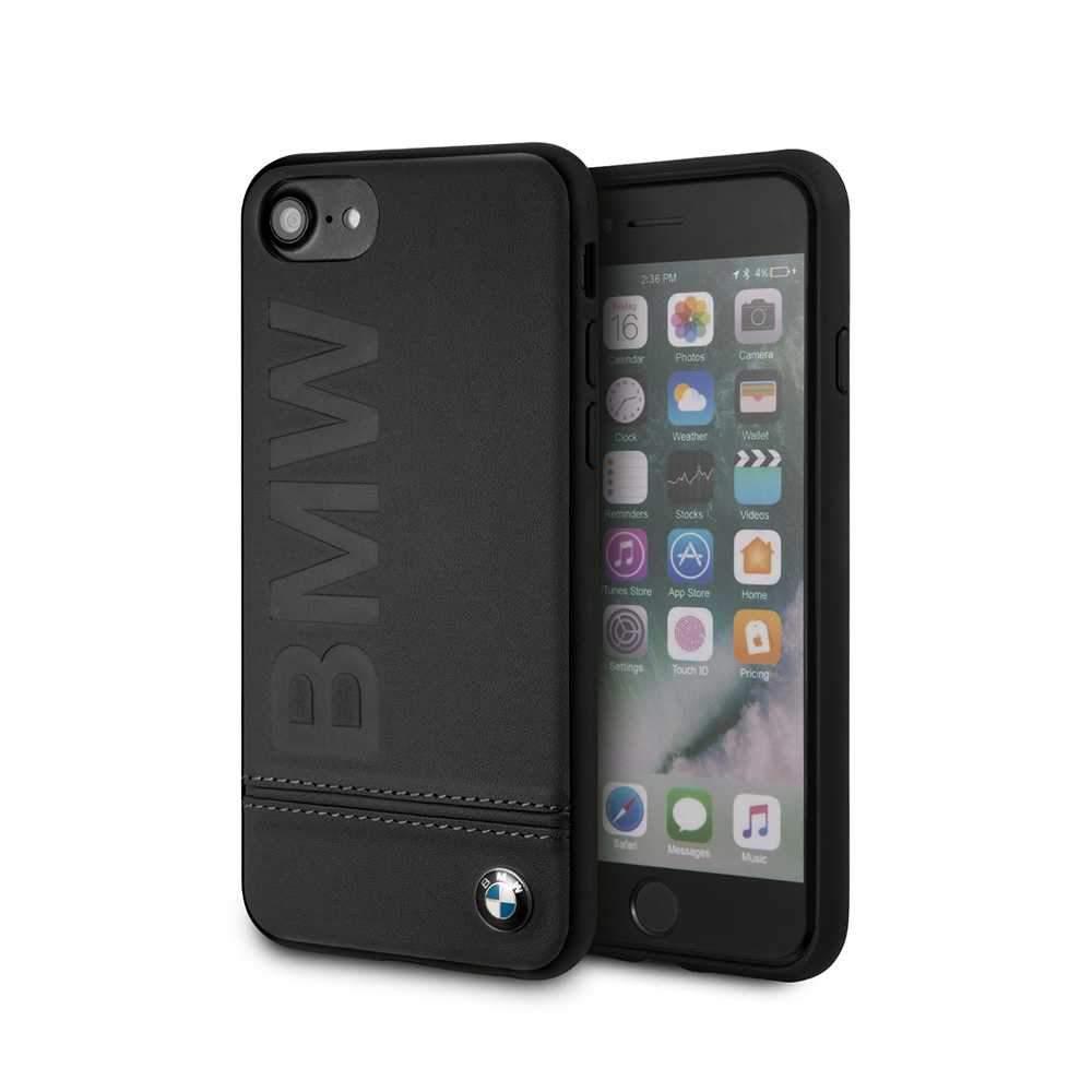 bmw genuine leather hard case with imprint logo for iphone se 2 black