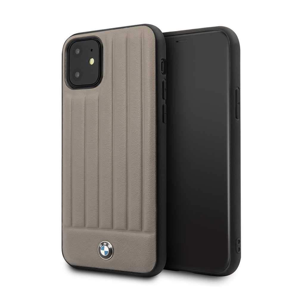 bmw hard case leather lines for iphone 11 brown