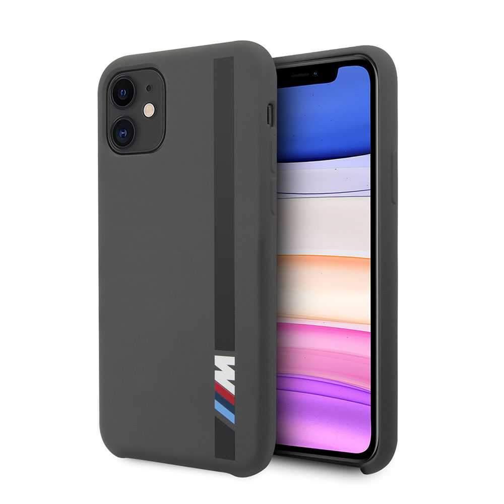 bmw tone on tone stripe silicone hard case for iphone 11 dark gray