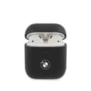 كفر BMW - Signature Collection PC Leather Case with Metal Logo for Airpods 1 / 2  - أسود