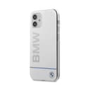 كفر BMW PC/TPU Shiny Hard Case Blue Horizontal Line and Printed Logo for iPhone 12 Mini (5.4") - White