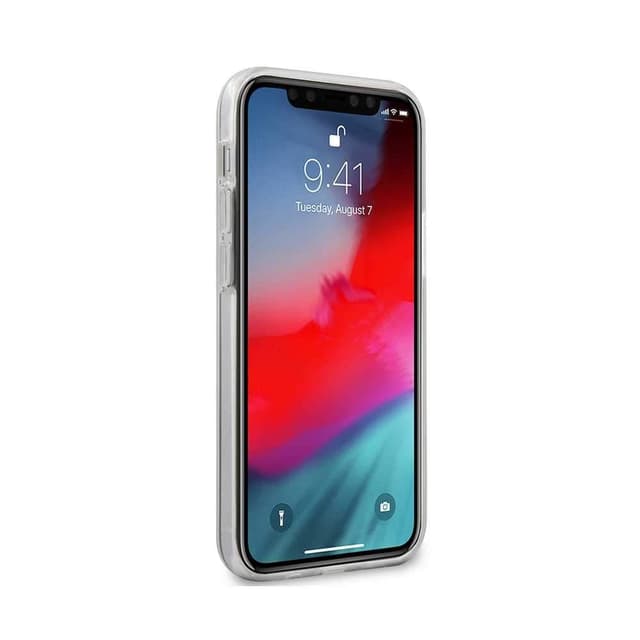 كفر BMW PC/TPU Shiny Hard Case Blue Horizontal Line and Printed Logo for iPhone 12 Mini (5.4") - White