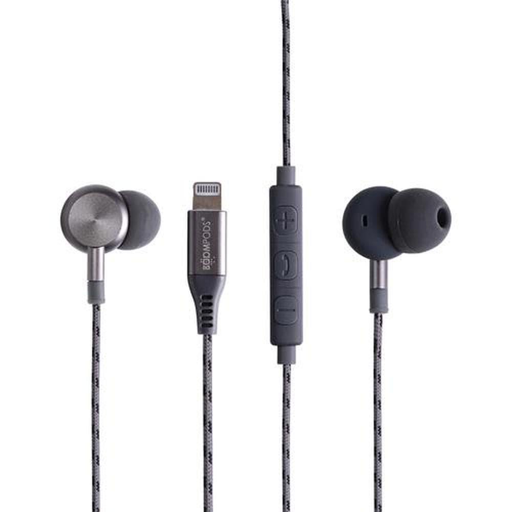 boompods digibuds in ear headphones with lightning connector graphite