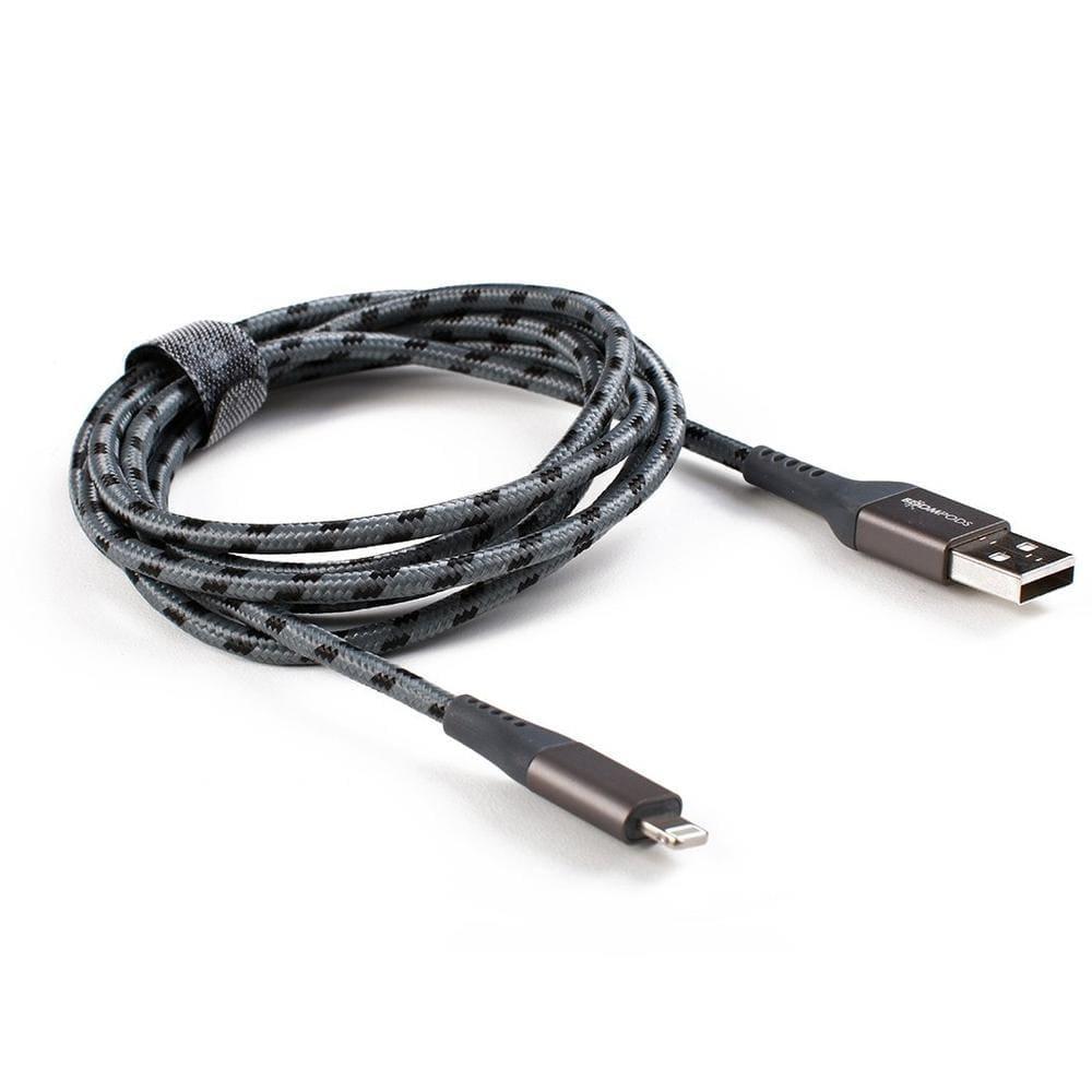 boompods retro armour cable usb to apple lightning cable 1 5m graphite