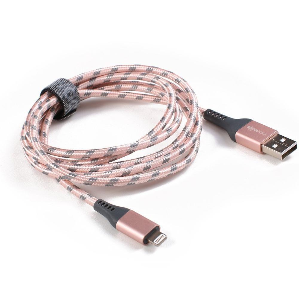 boompods retro armour cable usb to apple lightning cable 1 5m rose gold