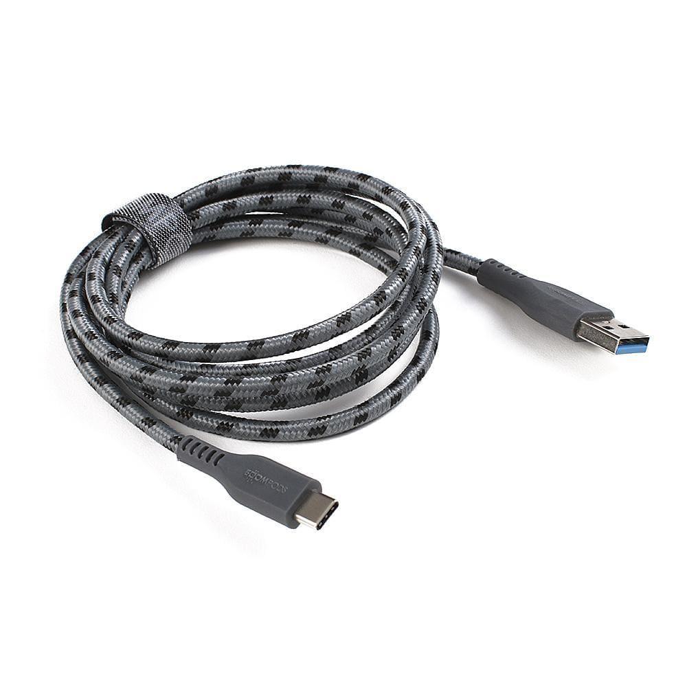 boompods retro armour cable usb c to usb a 1 5m cable graphite