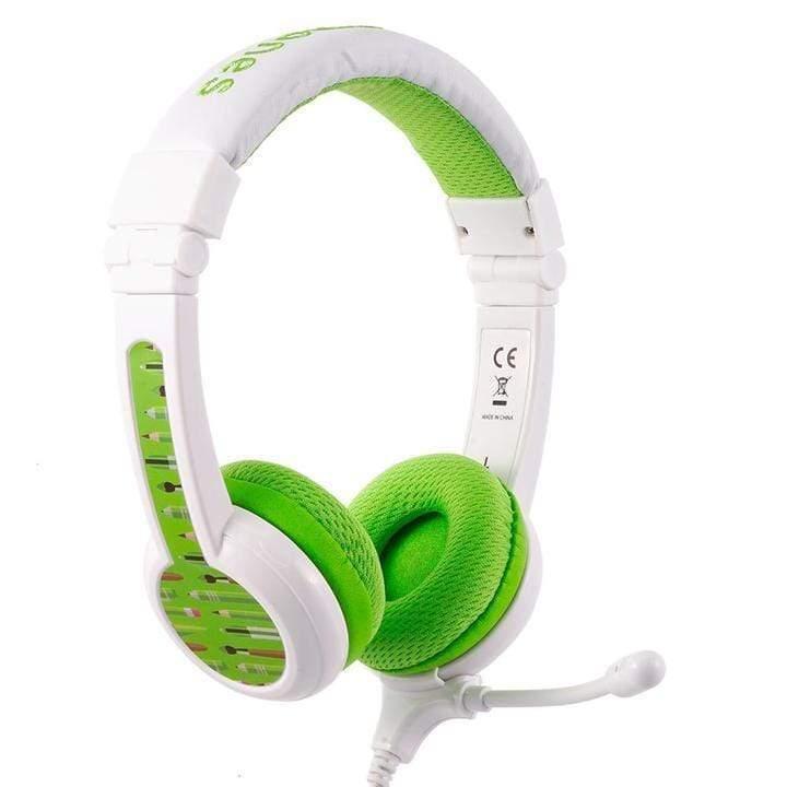 buddyphones school plus kids headphones high performance beam mic detachable buddycable for sharing foldable cushioned headband green
