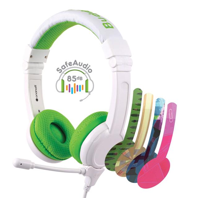 buddyphones school plus kids headphones high performance beam mic detachable buddycable for sharing foldable cushioned headband green - SW1hZ2U6NTYwNjE=