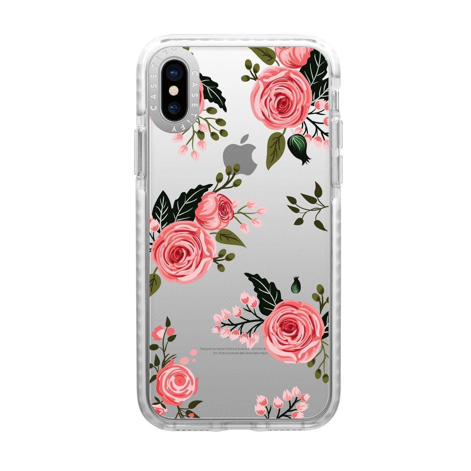 casetify iphone xs x impact case pink floral roses