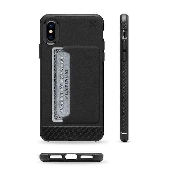 كفر سيلكون لهاتف iPhone XS/X مع محفظة أسود Essential Woven Pocket - CASETIFY - SW1hZ2U6MzQ2NDU=