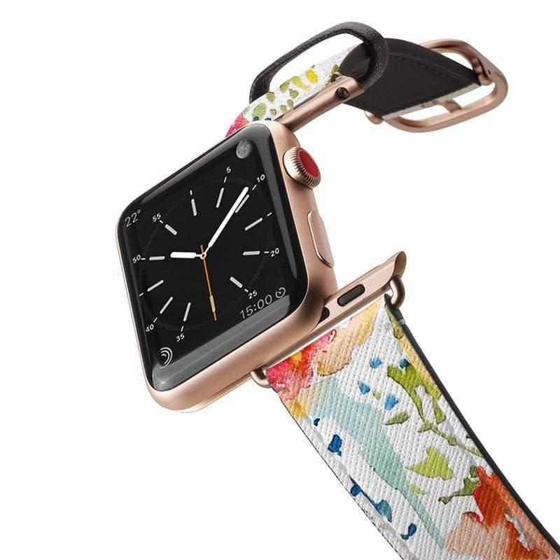 حزام ساعة آبل جلد 42mm أبيض Apple Watch Band Leather All Series - CASETIFY