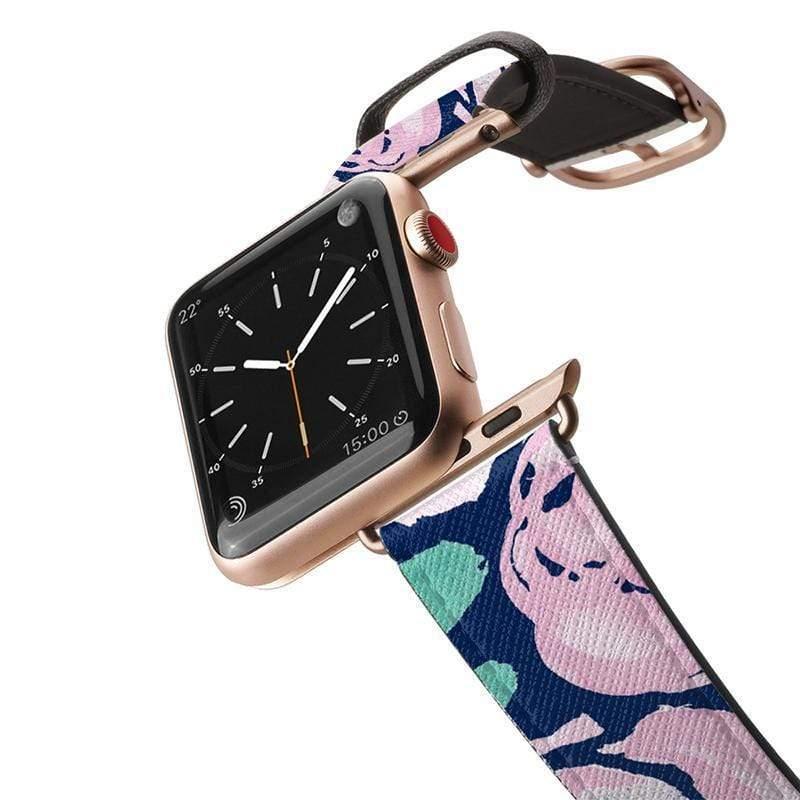 حزام ساعة آبل جلد 42mm كحلي Apple Watch Band Leather All Series - CASETIFY
