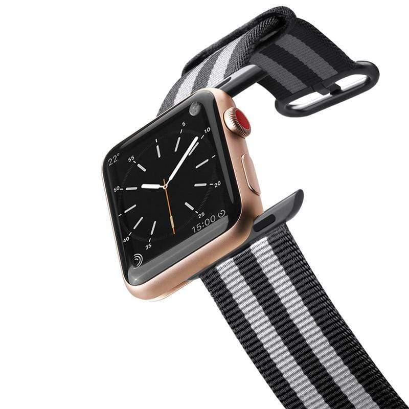 casetify apple watch band nylon fabric all series 38 mm black stripes