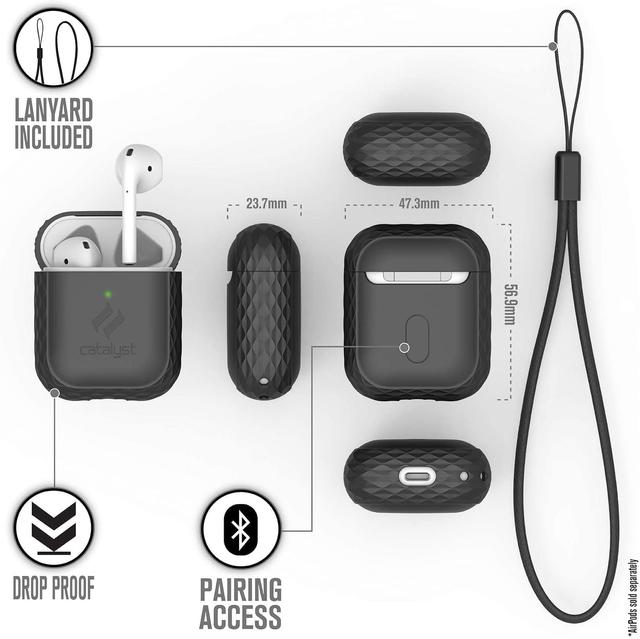 catalyst lanyard case for airpods 1 2 stealth black