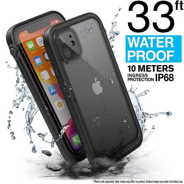 كفر سماعات ايربود أسود مع حلقة مفاتيح Catalyst - Water Proof Case for iPhone 11 - Stealth Black - SW1hZ2U6NTY2NTE=