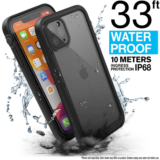 كفر سماعات ايربود أسود مع حلقة مفاتيح Catalyst - Water Proof Case for iPhone 11 Pro Max - Stealth Black - SW1hZ2U6NTY2NTk=