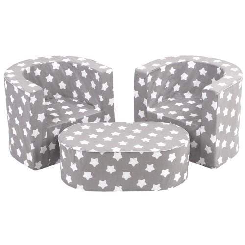 Delsit combo set 2 chairs table grey with white stars